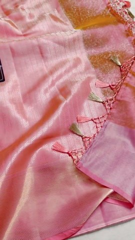 Pink Banarasi Tissue Silk Saree With Jaal Weave | Elegant Wedding & Festive Wear - Etsy