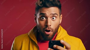 man exited surprise face expression . Male feels shocked. exciting smile and happy adorable rejoices. Very enjoy and fun relax time. wow,