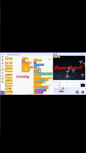 Scratch for Beginners | Space Shooter Game in Scratch | Destroy Enemy Spaceships #shortsfeed