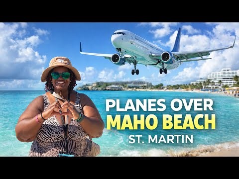 INSANE Plane Landings at Maho Beach Watching Jets Fly Over the Ocean ✈️ #stmartin #mahobeach #travel