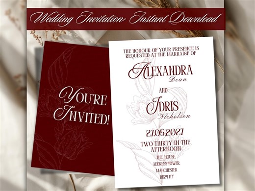 Editable Canva Wedding Invitation Template Instant Download | Elegant Wedding | Printable Digital Invite - Etsy