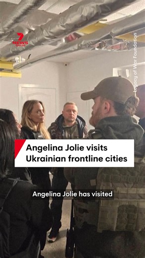 Actress and humanitarian Angelina Jolie has visited several frontline cities in Ukraine to visit those impacted by the war with Russia. #angelinajolie #ukraine #russia #humanitarian #actress | 7NEWS Australia