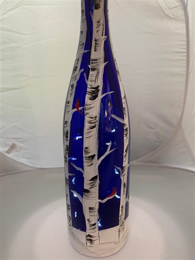Hand Painted Birch Tree Lighted Bottle: Cardinal Decor - Etsy