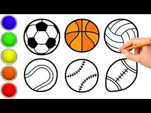 Sport Ball Drawing ⚽️🏀🎨 How to draw Ball for Kids 🏈 Learn to Draw Easy