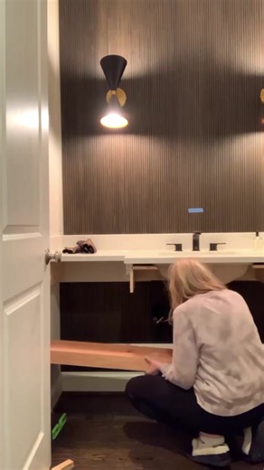 DIY Bathroom Vanity Transformation with Pole Wrap Accent Wall