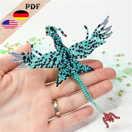 Banshee PDF Bead Pattern, Dragon Figure Made of Beads, Beaded Animal Dragon Instructions, Pattern in German and English - Etsy