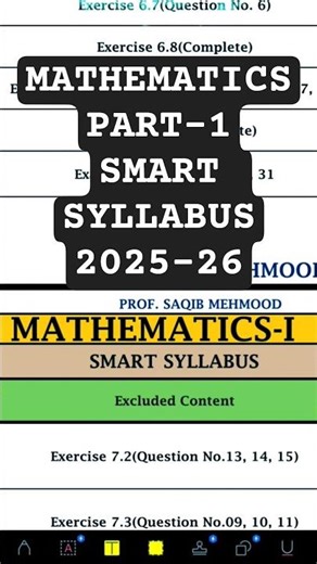 Smart Mathematics Syllabus Part 1 (2025) #ytshorts #smartsyllabus #viral