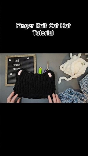 ✨️Free✨️Finger Knit Cat Hat Tutorial 🐱 by ‪@thefrumpywitch‬ #diy #freetutorial #fingerknitting