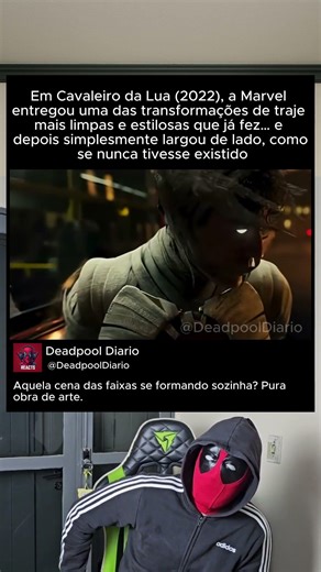 Em Cavaleiro da Lua (2022), a Marvel entregou uma das transformações de traje mais estilosas