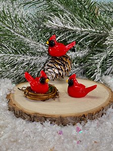 Miniature Cardinal Nest, Figure, Christmas Bird Mini Accessory, Cup Cake Topper, Diorama Craft Supply, Shadowbox, Tiny Figurine Gift - Etsy