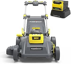 PowerSmart Self-Propelled Lawn Mower - 26-Inch, 80V Lithium-Ion Dual-Force Cutting Cordless Lawn Mower with 6.0Ah Battery & Charger PS76826AS