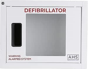 AMERICAN HOSPITAL SUPPLY AED Cabinet | Defibrillator Wall Mounted Storage Cabinet White | Alarmed | Small Fits Phillips/Heartsine/Defibtech