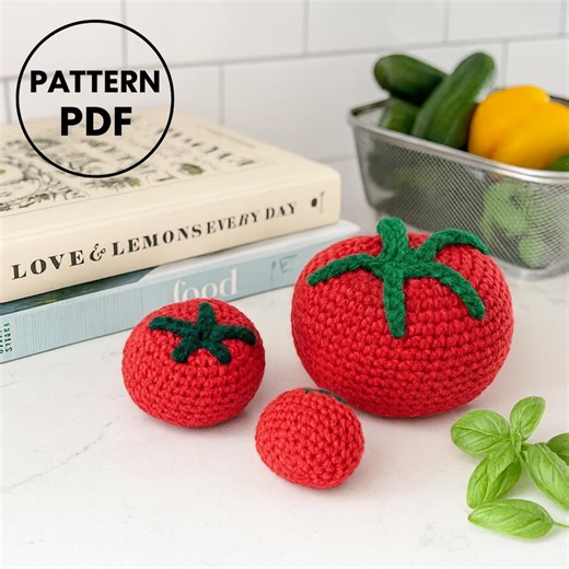 Amigurumi Crochet Tomato Pattern PDF, Three Sizes Small Medium Large, Vegetable Toy Food Decor - Etsy New Zealand