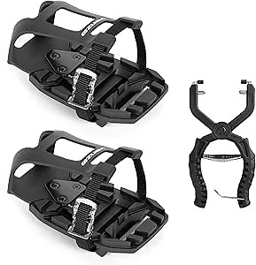 VENZO Bike Bicycle Toe Clips Cage Indoor Exercise Spin Bike Pedal Adapters - Compatible with SPD-SL Pedal & Convert SPD-SL Pedals to Toe Clip Straps - Ride with Sneakers
