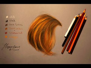 How to draw realistic brown hair with colored pencils | Step-by-Step