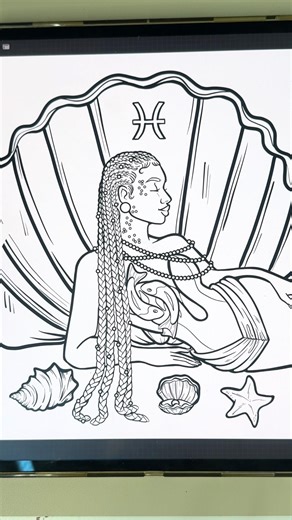 Drawing a Coloring Page For Pisces ♓️🐟 #coloring #art #digitalart