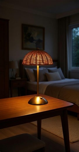 Boho Rattan Table Lamp, Rechargeable Wicker Bedside Light, Touch Dimmable (3 Color Temps) - Etsy