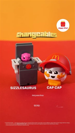 McDonald’s | Watch these Changeables toys transform 🤯 Collect CAP CAP and SIZZLESAURUS starting 12 Feb 2026 FREE with every Happy Meal. | Instagram