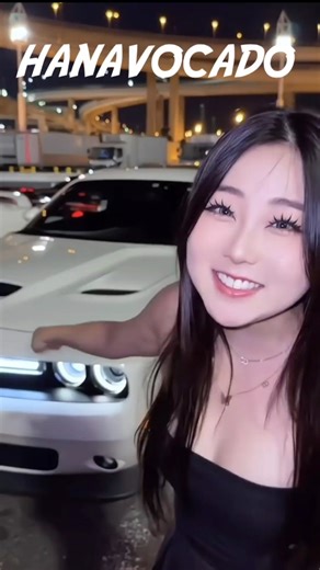 Cute Versus Muscle — Hana Combined with the Legendary Dodge Challenger 😊💪🎧 #shorts #automobile #car