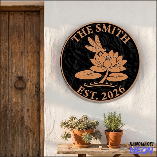 Elegant Lotus Last Name Sign, Personalized Family Name Sign for Zen Wall Decor, Custom Home Sign - Etsy