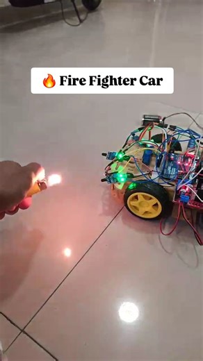 ROBOTECH_JR. 🤖 on Instagram: "🚧 Project Under Construction! This build is for one of our clients. He is testing a 4WD Arduino fire-extinguishing robot using a flame sensor, mini water pump, and servo motor. It detects fire, moves toward it, and sprays water to put it out. Just one example of what we can create with Arduino — real projects, real skills, real creativity! 🔥🤖💧 #robotechjr #fire #cars"