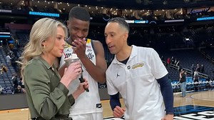 Sideline reporter Jamie Erdahl brought out a milkshake for the interview after Marquette's March Madness win. Shaka Smart had her drink it and she loved it.