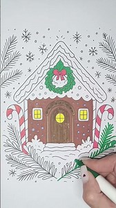 Gingerbread house coloring ✨ Sweet holiday vibes! 🎄 #christmas #coloring #art #xmas #magic #painting