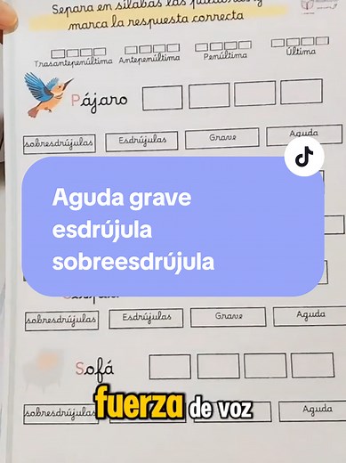 Actividades para trabajar palabras: agudas, graves y esdrújulas