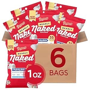 Popcornopolis Gourmet Popcorn, Nearly Naked Perfectly Salted, Simple Ingredients, 6-Pack Snack Bags, Bulk, Non-GMO, Gluten-Free