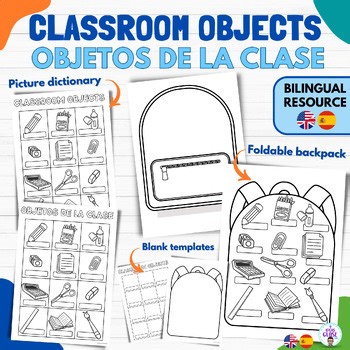 Classroom objects Spanish- English-What is in backpack school supplies