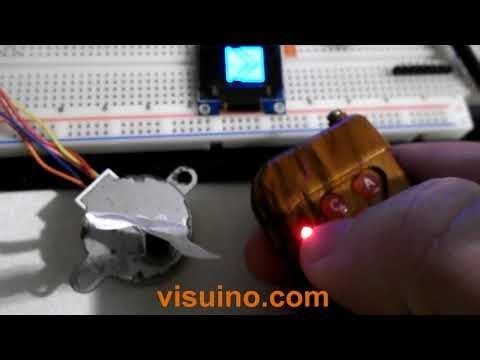 VISUINO Remote Control Module + Stepper Motor + OLED Lcd + Drv8825 Drive