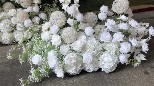 A-WH11 White Artificial Long Floral Arrangement - Wedding Table Runner Centerpiece with Roses & Hydrangeas, Romantic Decor for Bridal Shower, Engagement Party & Event Aisle Atongham offer artificial flower services for you https://www.atongham.com/ #custom #artificialflowers #Party #DIYwedding #WeddingDecoration