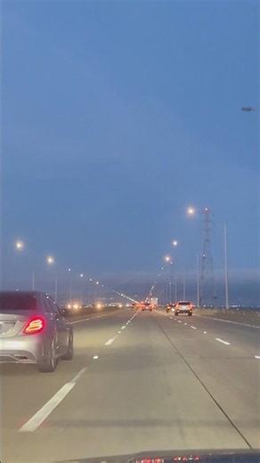 crossing the San Mateo Bridge in California