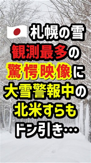 🇯🇵札幌の雪…観測最多の驚愕映像に大雪警報中の北米すらもドン引き #海外の反応