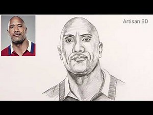 How to Draw The Rock Dwayne Johnson / Step by step Easy Face Sketch