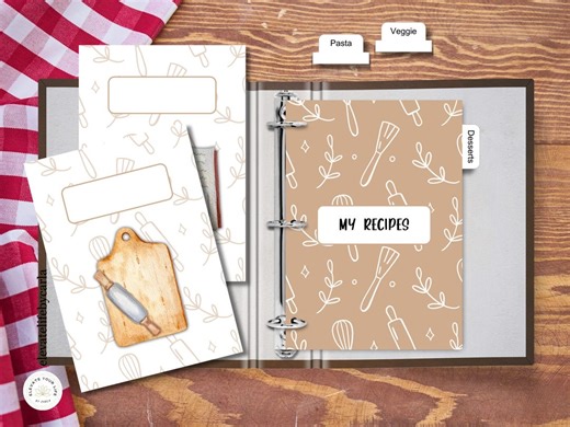 Personalized Recipe Binder Kit - Aesthetic Kitchen Dividers & Tabs - Family Cookbook Binder Printable - Meal Folder Organizer PDF Download - Etsy
