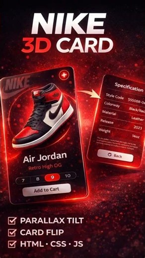 Nike 3D Card Animation Using HTML, CSS and JS|#shorts #coding #programming #webdevelopment