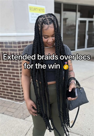Seamless Braids Over Locs: Curly Ends Style