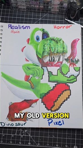 Which Version of My Yoshi Drawing Do You Like Best? #yoshi #art #shorts