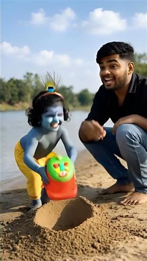 Krishna Machine Lekar Bhaag Gaye 😄 | Kanha Ki Mazedaar Shararat #shorts #radheradhe #krishna