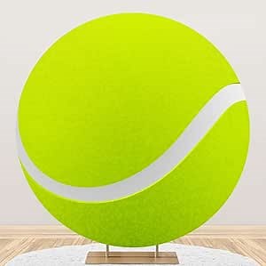 Diameter 3ft Tennis Round Backdrop Abstract Green Balls Interior Stadium Gymnasium Sports Photography Background for Boys Girls Birthday Party Decor Sports Match School Game Photo Props