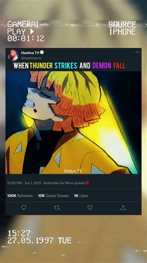 "When Thunder Strikes and Demons Fall ☠️🔥" #demonslayer #anime #otaku #shorts