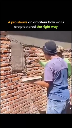 ThinkSource™ on Instagram: "Plastering a wall looks simple until you try it yourself. In this clip, an amateur struggles to create a smooth finish, while a professional demonstrates the proper technique. Using consistent pressure, the right angle of the trowel, and careful layering, the pro quickly transforms a rough surface into a flawless wall. The process relies on understanding material consistency, timing, and movement—small details that make all the difference. By guiding the amateur, the 