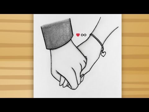 Couple Holding Hands Drawing - pencil sketch / Drawing tutorial easy - Romantic couple Holding Hands