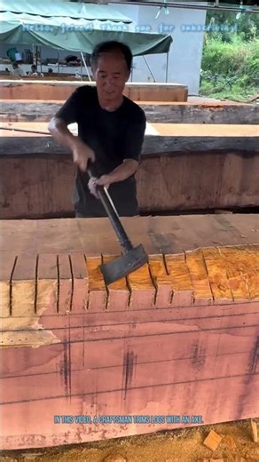 Traditional Woodworking: Trimming Logs with An Axe