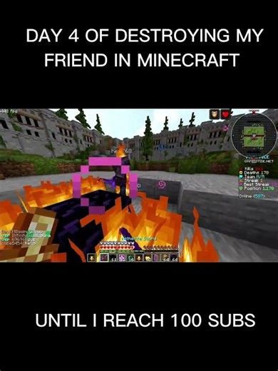 DAY 4 OF DESTROYING MY FRIEND IN MINECRAFT UNTIL I REACH 100 SUBS #optifine #minecraft #gaming #pro