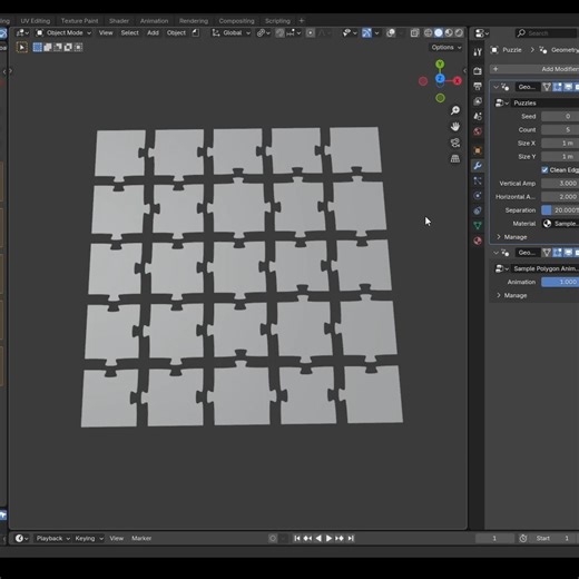 Bradley Animation | Procedural Puzzle in Blender Geometry Nodes. the original resolution is 1980*1080. I guess it's still perceivable about this setup #b3d... | Instagram