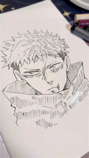 drawing yuji ✨❤️ #jjk #jjkseason3 #shorts #anime #sketchbook #illustration #manga ​#making #analo...