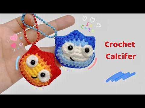Crochet Calcifer Tutorial 🔥| Calcifer Keychain Amigurumi | Móc Len Calcifer | Xuxu Crochet
