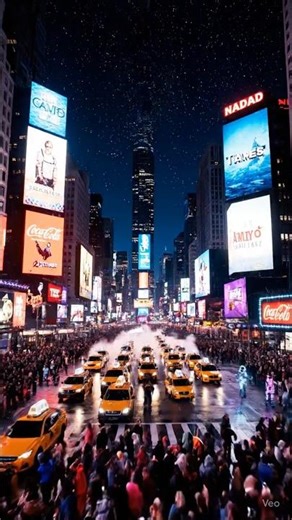 Times Square ARMAGEDDON! Meteor Chaos! 🔥🌌 #shorts #veo3 #action